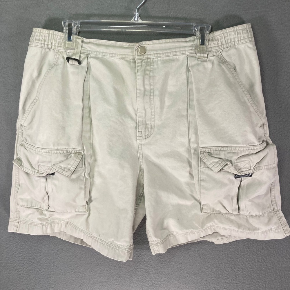 Cherokee Mens Cargo Shorts Large‎ Khaki Elastic Waist Casual Cotton